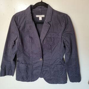 4 LOFT NAVY BLUE COTTON LIGHTWEIGHT CASUAL BLAZER JACKET W/ POCKETS